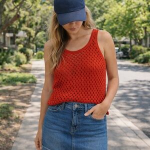 Madewell Red Crochet Tank Top